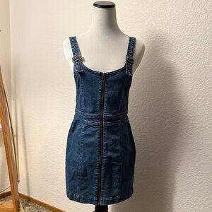 PacSun Denim Zip Front Mini Dress Size Small Y2K Bodycon Adjustable Straps